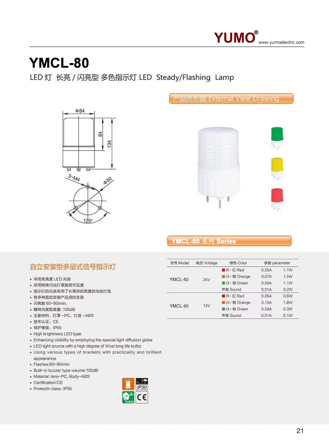 YMCL-80 lamp yumo datasheet