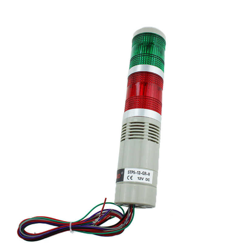 YUMO STP5-12-GR-H 50mm Buzzer 12VDC 2layer LED Signal Tower Flashing Warning Light