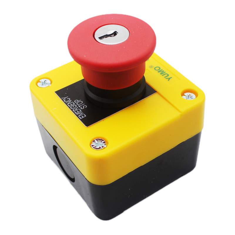 YUMO LAY5-J188H29 Industrial Electrical Button Control Box N/C with Key One Red Mushroom 