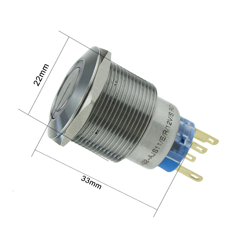 22mm IP67 Momentary Metal Push Button with Ring Led