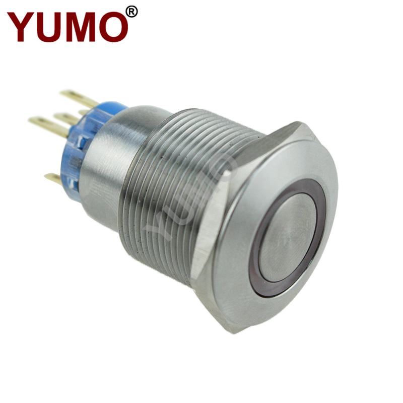 12/24V 22mm LED Momentary Latching Metal Switch Horn Push Button Car Boat IP67