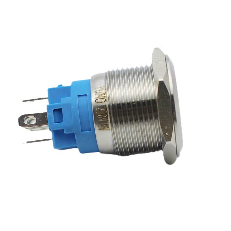 Waterproof IP67 1no1nc ring led momentary 230v metal push button switch with terminal pins