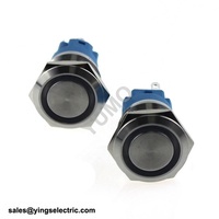 YUMO 19mm LA19-AJS1/E/12V/S BLUE LED Stainless Steel Metal Push Button