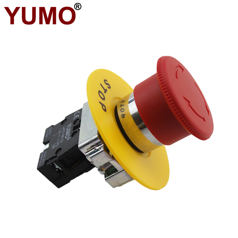 Red Mushroom Head Push Button Switch With Scram Plate LAY5-BS542 