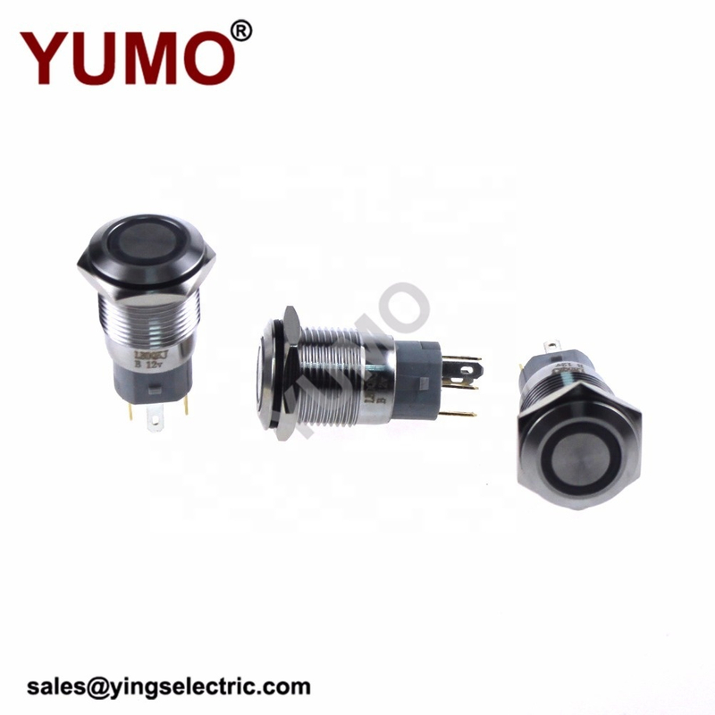 YUMO Hot sale LB-16A annular stainless steel panel LED metal push button