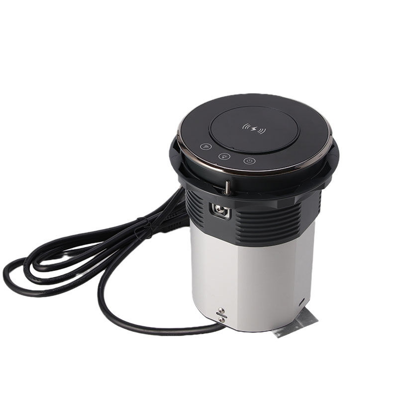 AU Plug Three-position high level WIFI smart Motorized kitchen worktop pop up socket with USB-C led light 15W wireless charging