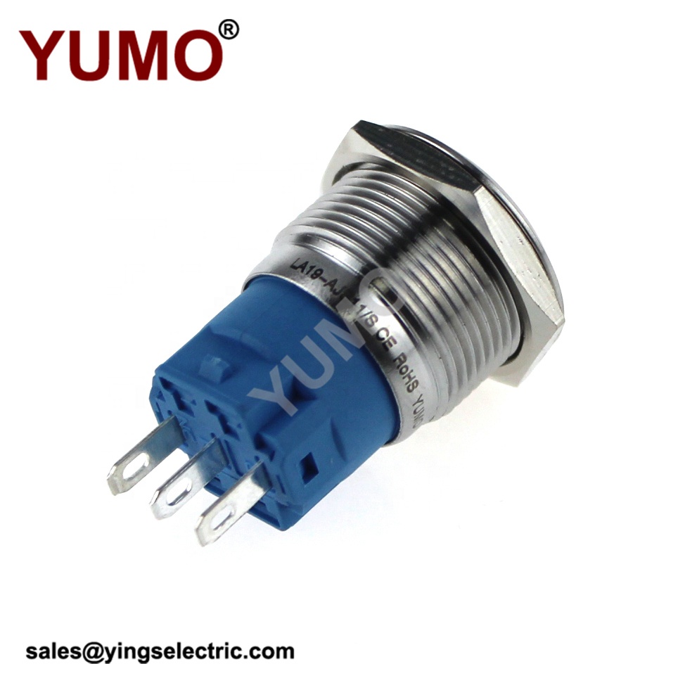 YUMO 19mm momentary stainless steel metal push button LA19-AJS11S 