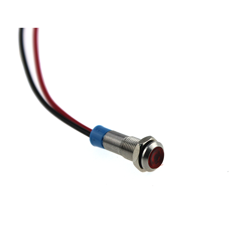 6mm Indicator light stainless steel DC3V red IP67 with 14cm wire ABI06S