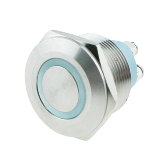 JS22F flat head white ring lamp stainless steel 22mm metal push button Blue metal button