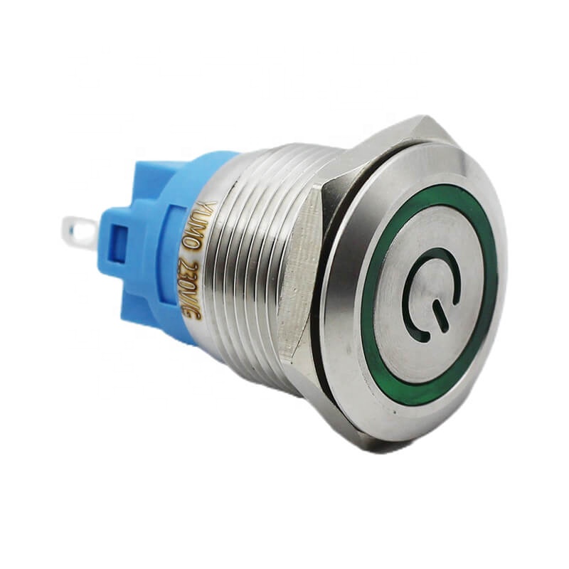 19mm Metal momentary latching power lamp led push button Switch 230V