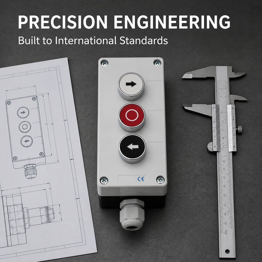 LAY5-BP334 3 Holes Spring Return Push Button Control Box IP54 Industrial Operation Button Box